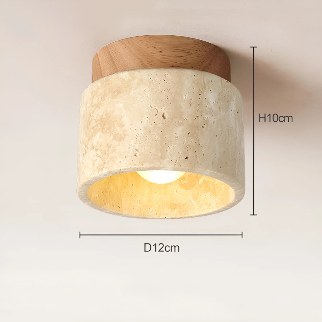 Wabi Sabi Yellow Marble Japanese Ceiling Lamp - TranquilStone-wooden-The Livary