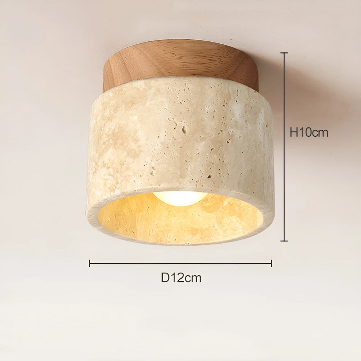 Wabi Sabi Yellow Marble Japanese Ceiling Lamp - TranquilStone-wooden-The Livary
