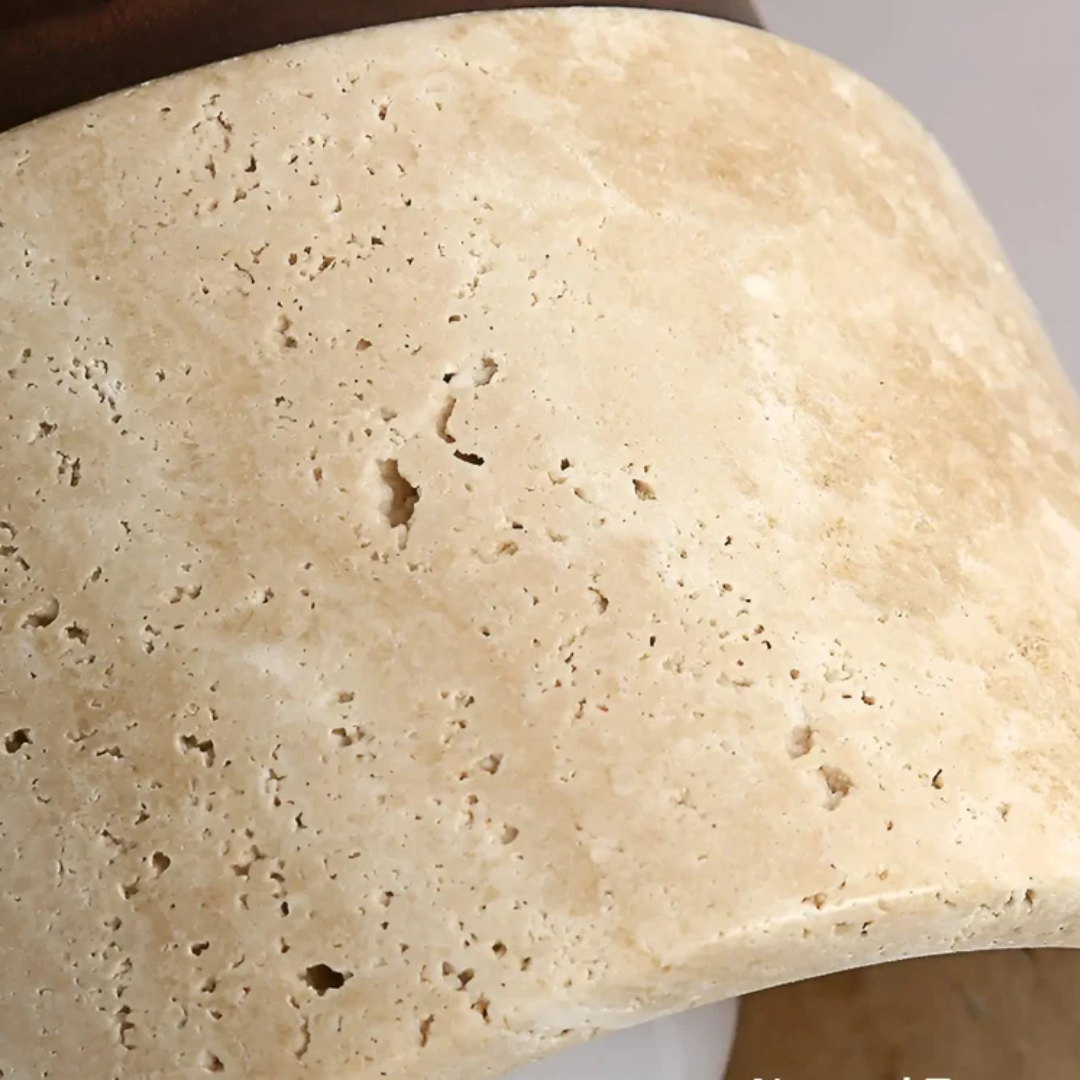 Wabi Sabi Yellow Marble Japanese Ceiling Lamp - TranquilStone-walnut-The Livary