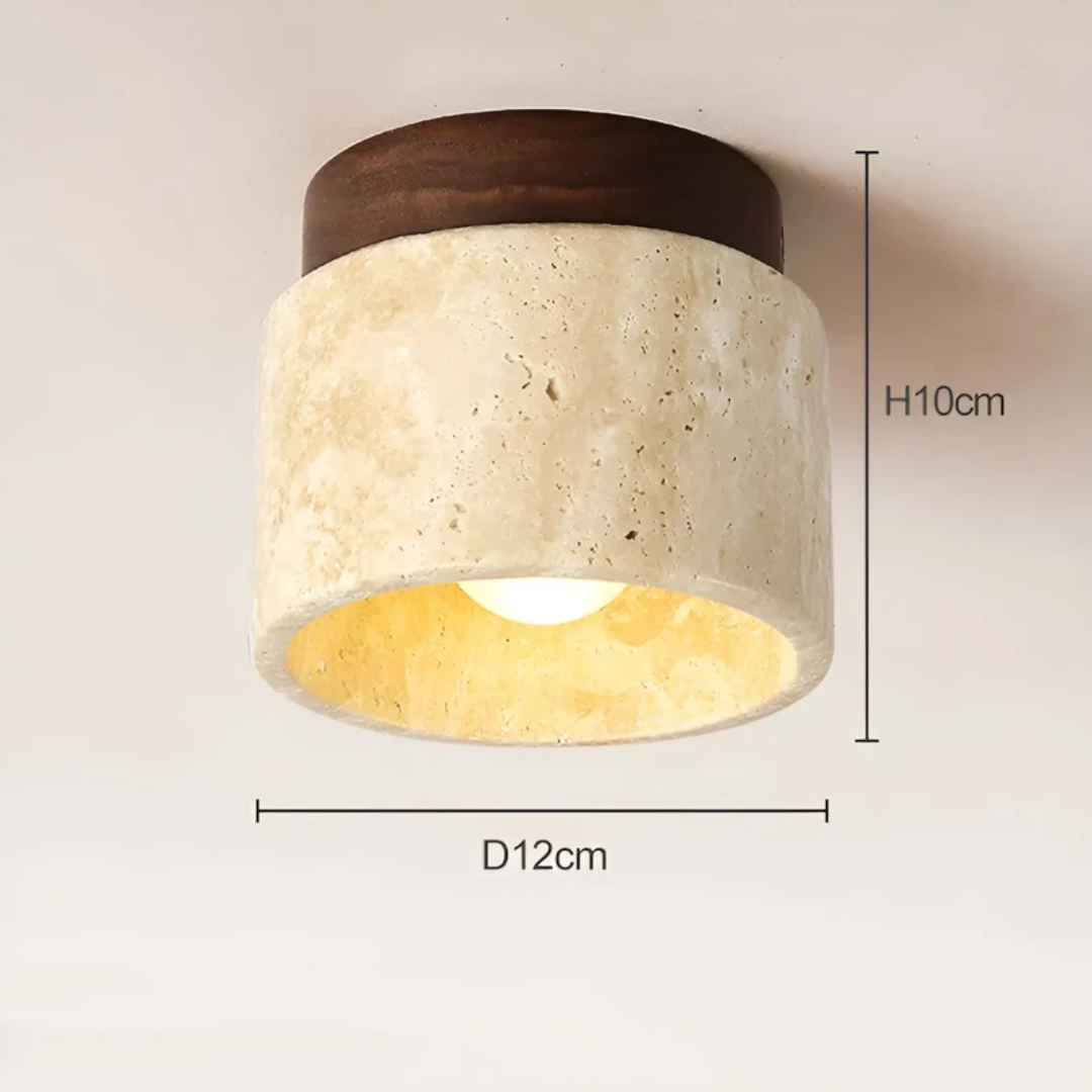 Wabi Sabi Yellow Marble Japanese Ceiling Lamp - TranquilStone-walnut-The Livary