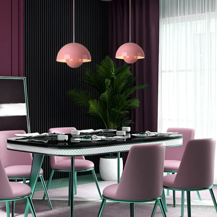 Scandinavian LED Pendant Lamp - NordicBlossom-pink-The Livary