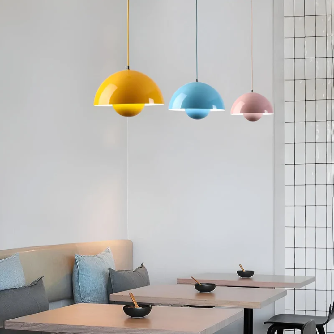 Scandinavian LED Pendant Lamp - NordicBlossom-pink-The Livary
