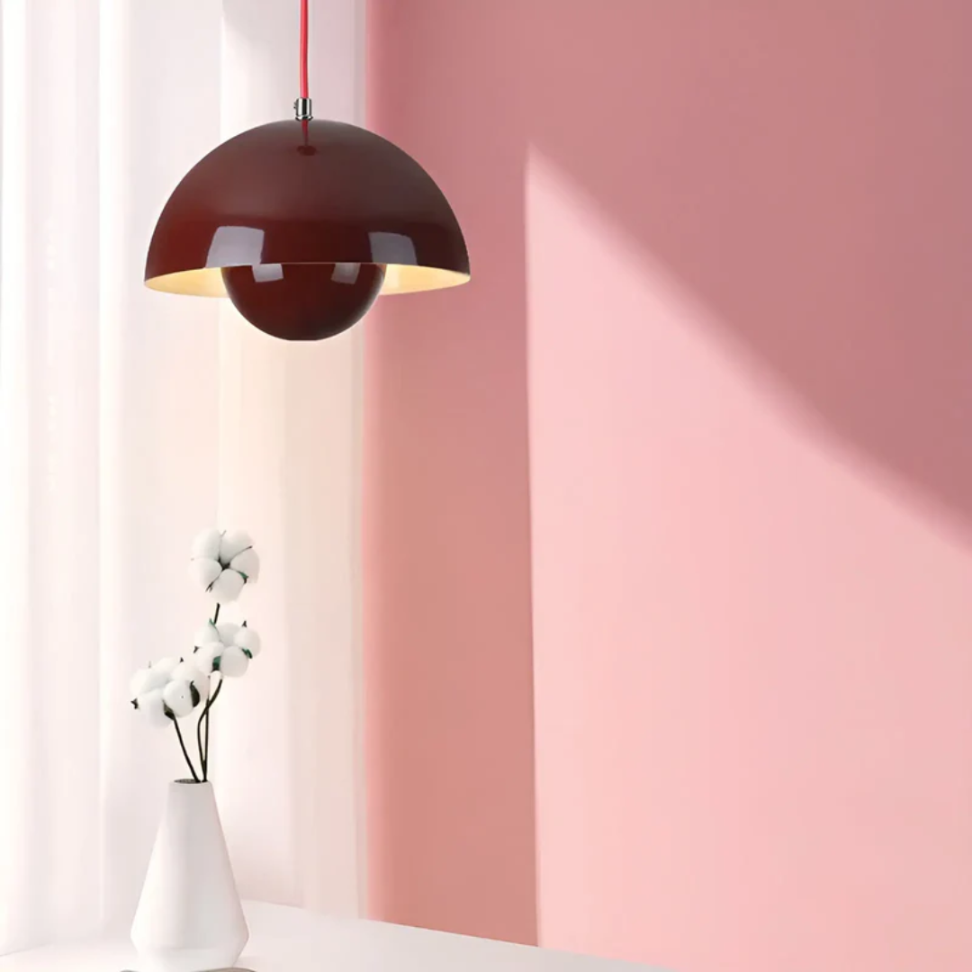 Scandinavian LED Pendant Lamp - NordicBlossom-pink-The Livary