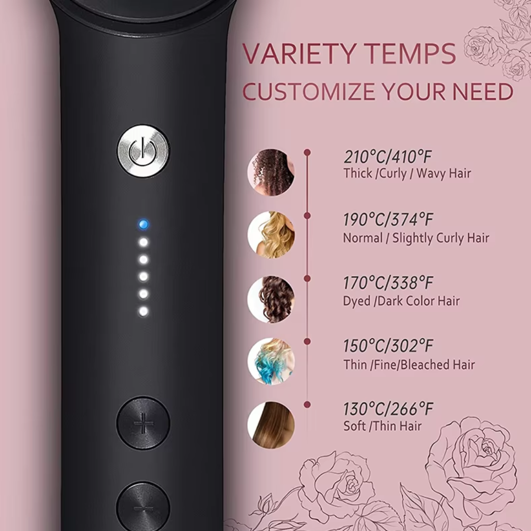 Hair Styler Brush – 5 Heat Settings, Fast Heating-Black-The Livary