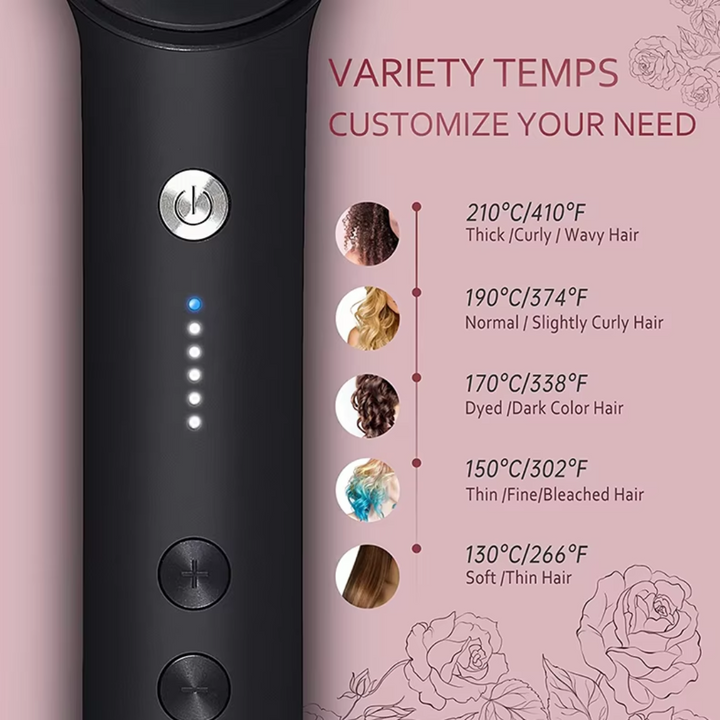 Hair Styler Brush – 5 Heat Settings, Fast Heating-Black-The Livary