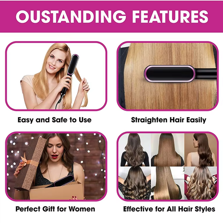 Hair Styler Brush – 5 Heat Settings, Fast Heating-Black-The Livary