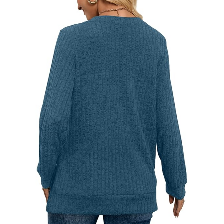 V-Neck Lightweight Tunic Sweater - Amanda-Bordeaux red-S-The Livary