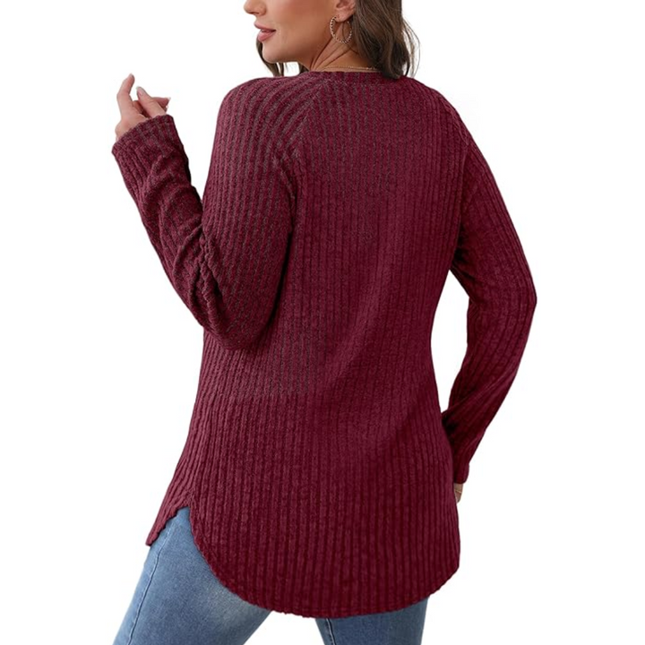 Loose Fit Crew Neck Sweater Tunic - Barbara-Apricot-S-The Livary