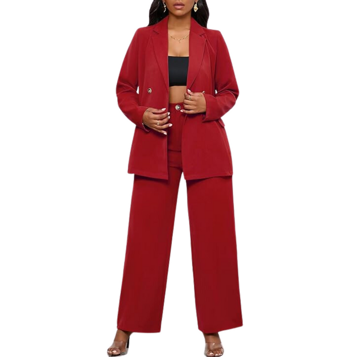 Two-Piece Blazer & Wide Trousers Women's Business Suit - Wendy-Black-S-The Livary