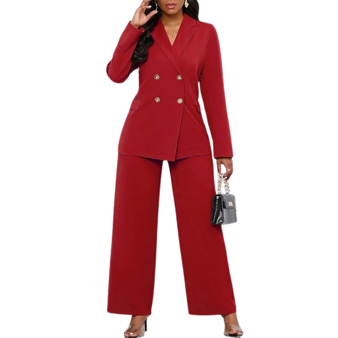 Two-Piece Blazer & Wide Trousers Women's Business Suit - Wendy-Black-S-The Livary
