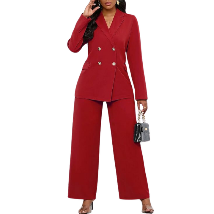 Two-Piece Blazer & Wide Trousers Women's Business Suit - Wendy-Black-S-The Livary