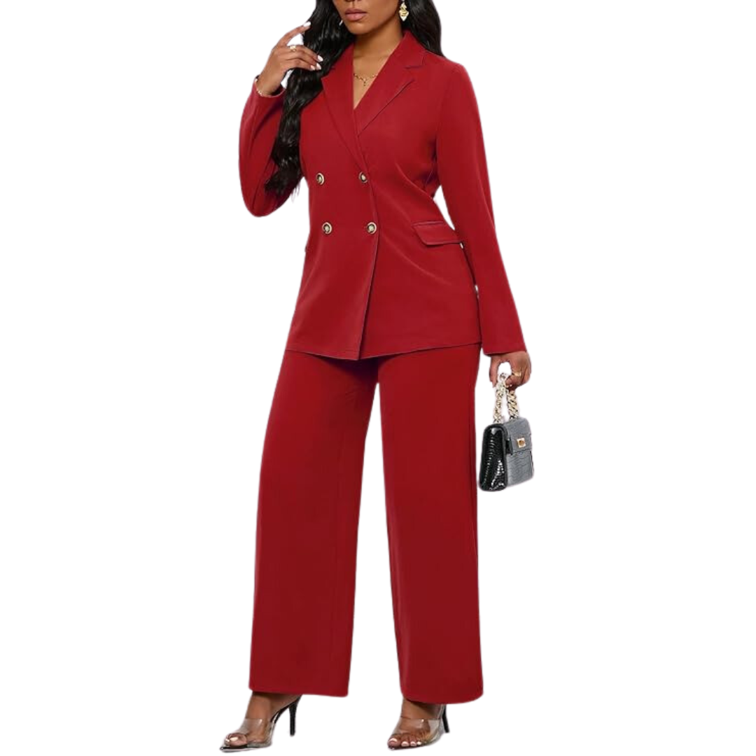 Two-Piece Blazer & Wide Trousers Women's Business Suit - Wendy-Black-S-The Livary