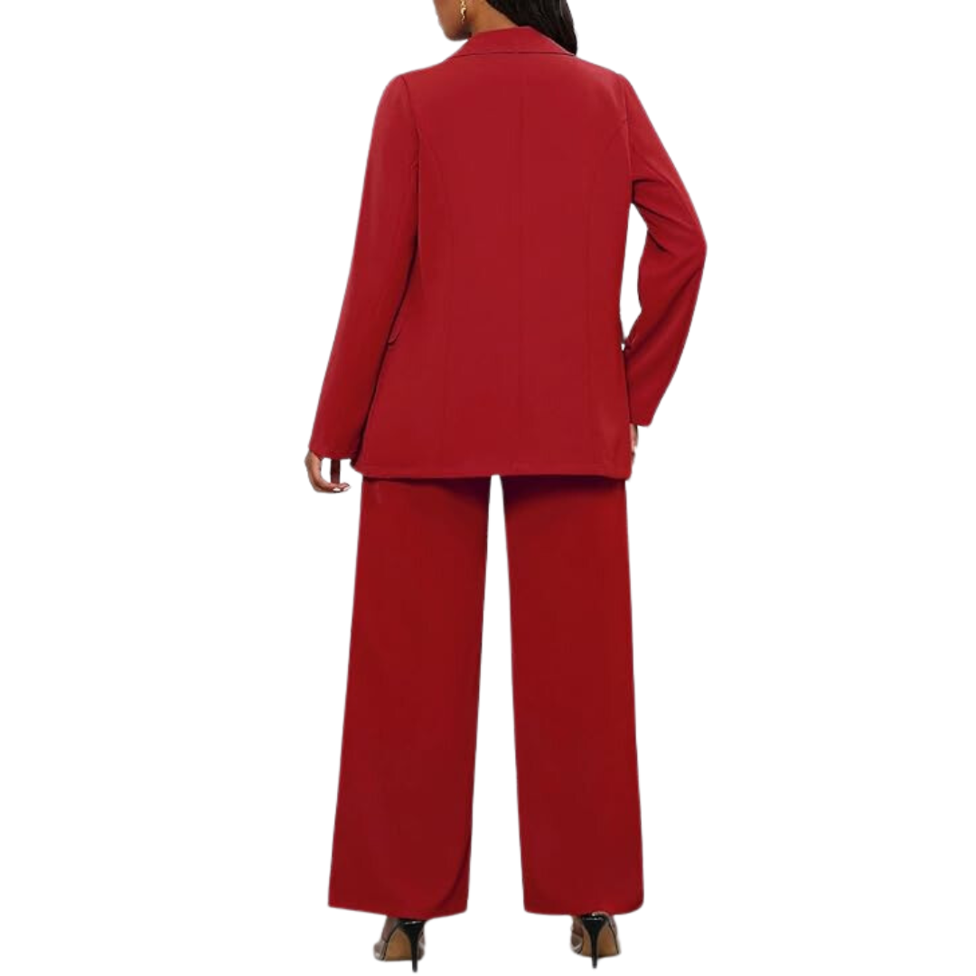 Two-Piece Blazer & Wide Trousers Women's Business Suit - Wendy-Black-S-The Livary