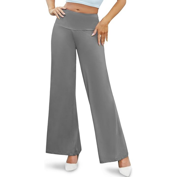 Comfortable High Waist Wide Palazzo Trousers - Oriana-Dark grey-S-The Livary
