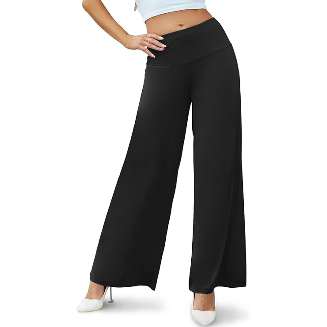 Comfortable High Waist Wide Palazzo Trousers - Oriana-Black-S-The Livary