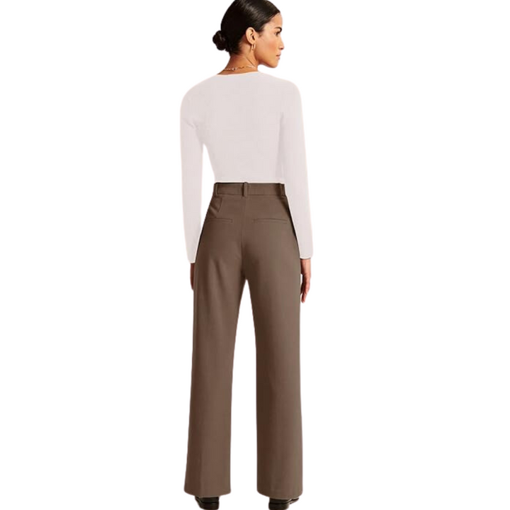 High Waisted Business Casual Work Trousers with Pockets - Katja-Black-Short-The Livary