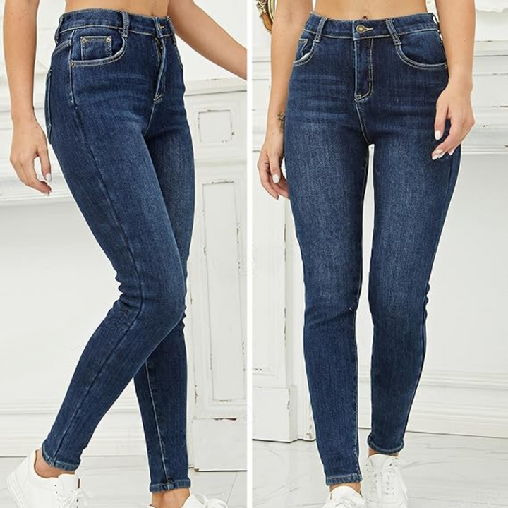 Fleece-Lined Women's Thermal Jeans - Hannah-Black-XS-The Livary