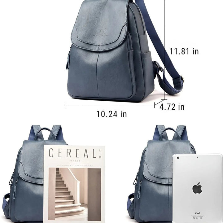 Vintage Leather Women's Backpack - Isabella-White-The Livary
