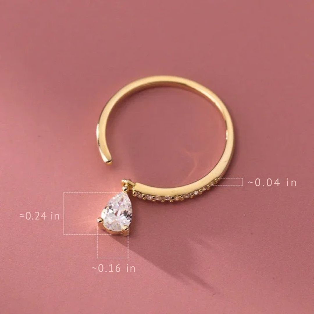 Adjustable Water Drop Ring - Isaline-Gold-The Livary