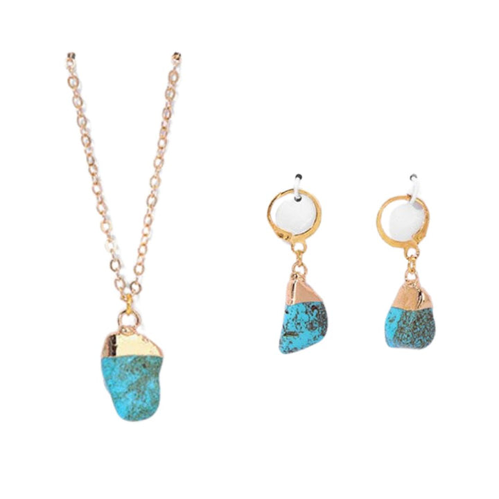 Crystal Jewelry Set Necklace and Earrings - Elara-Turquoise-The Livary