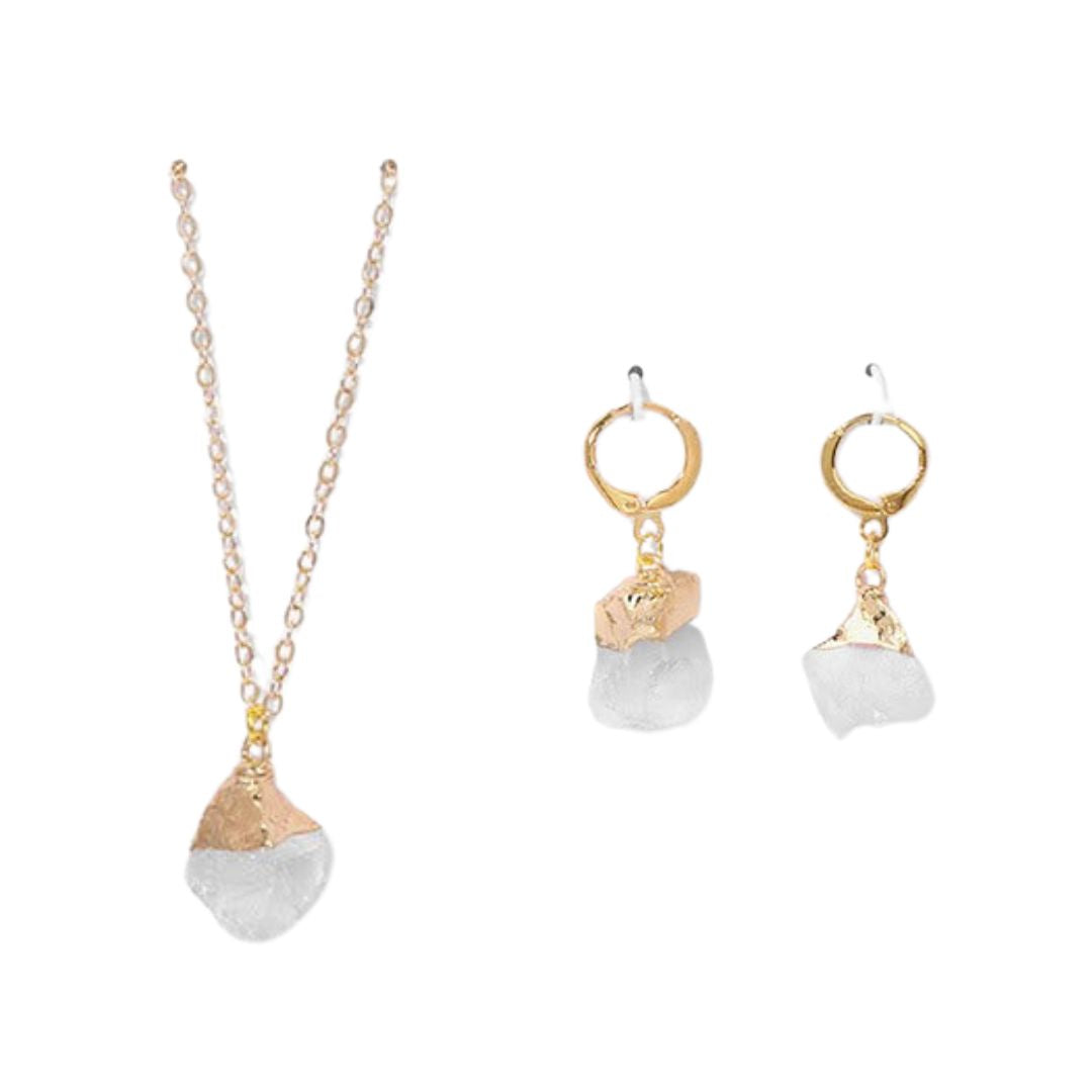 Crystal Jewelry Set Necklace and Earrings - Elara-Clear crystal-The Livary