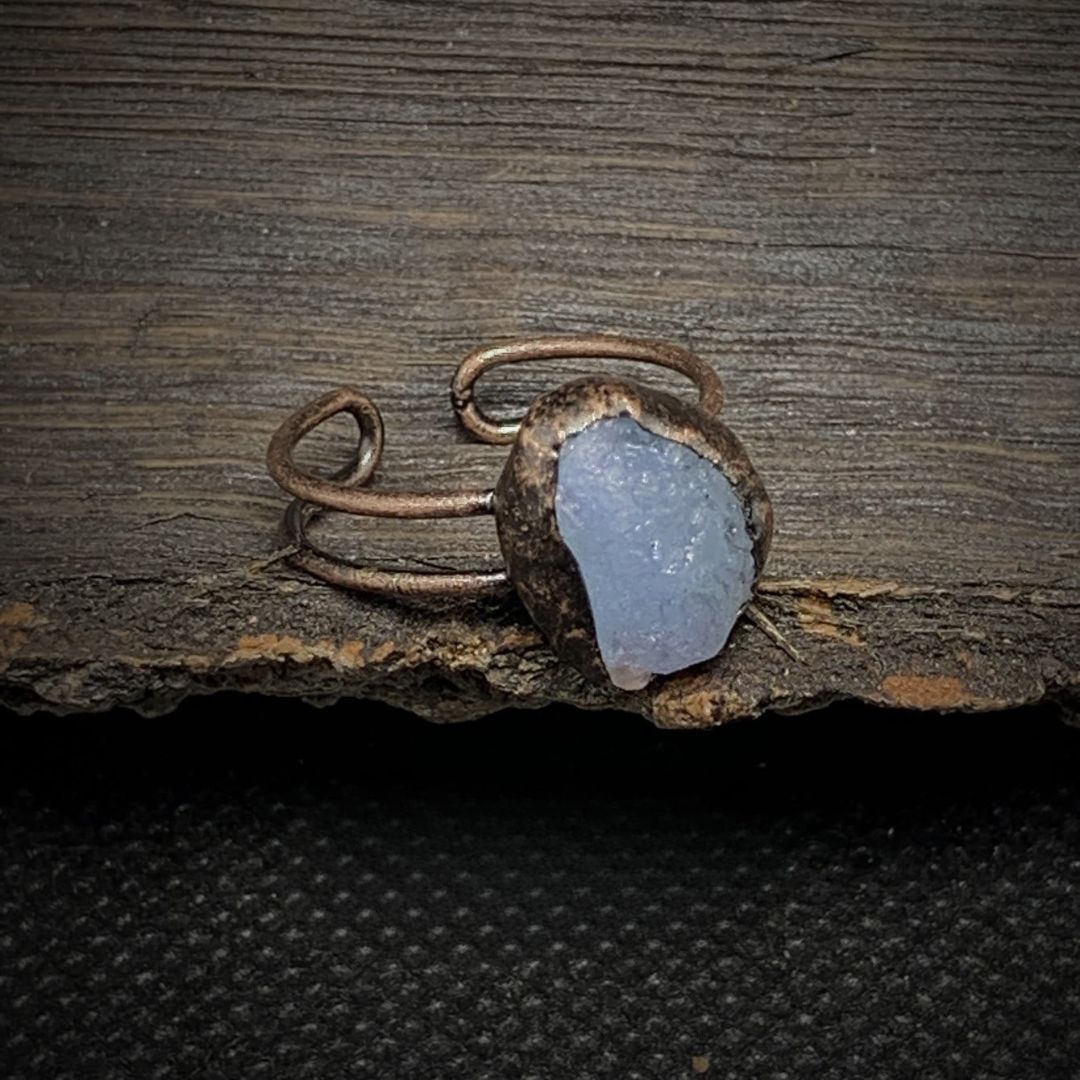 Natural Raw Birthstone Ring - Selina-March & Aquamarine-The Livary