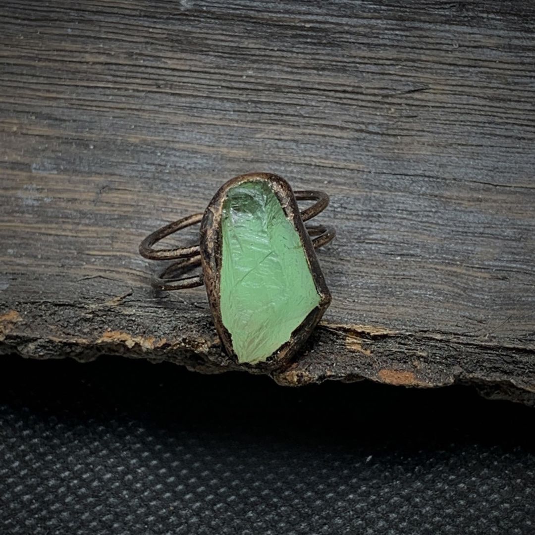 Natural Raw Birthstone Ring - Selina-May & Green fluorite-The Livary