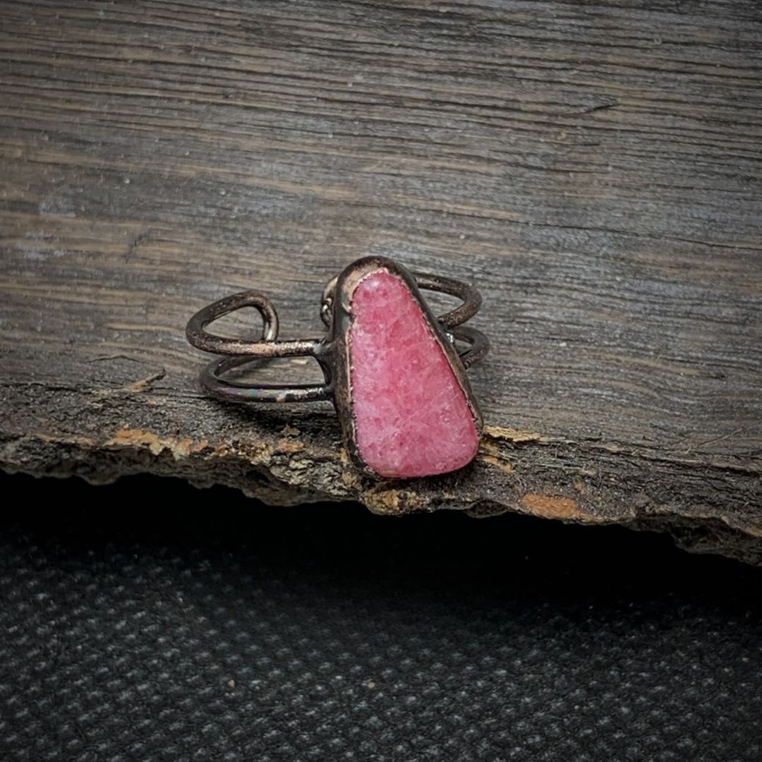 Natural Raw Birthstone Ring - Selina-July & Rhodonite-The Livary