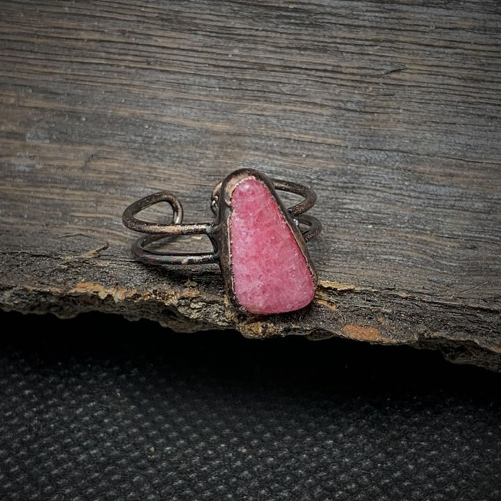 Natural Raw Birthstone Ring - Selina-July & Rhodonite-The Livary
