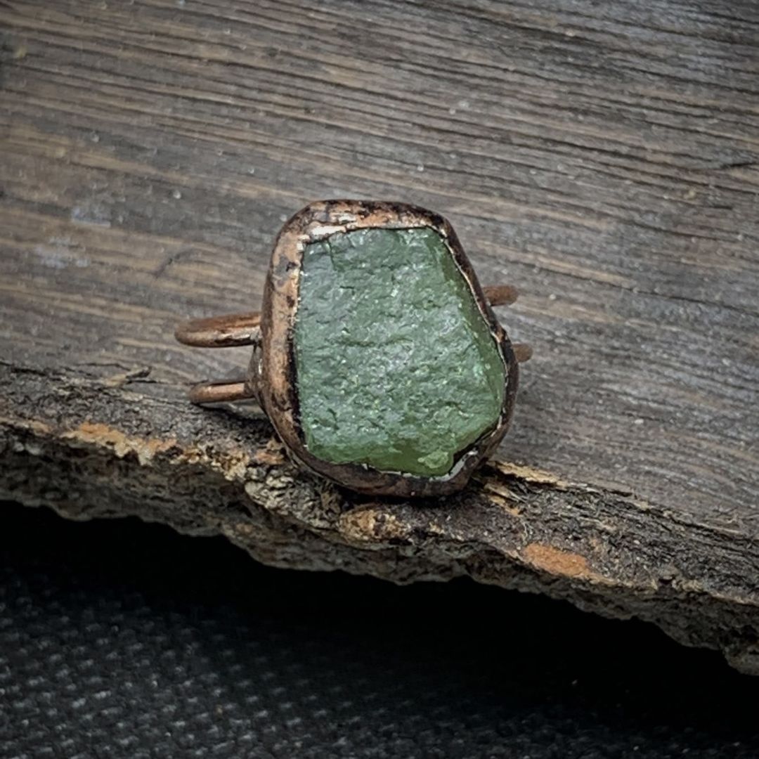 Natural Raw Birthstone Ring - Selina-August & Green Aventurine-The Livary