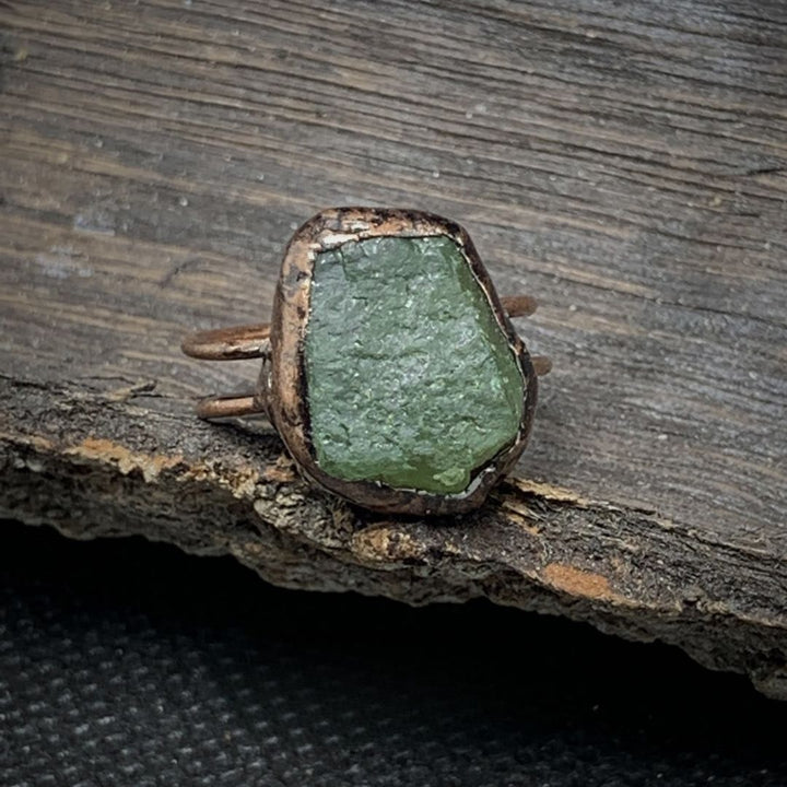 Natural Raw Birthstone Ring - Selina-August & Green Aventurine-The Livary