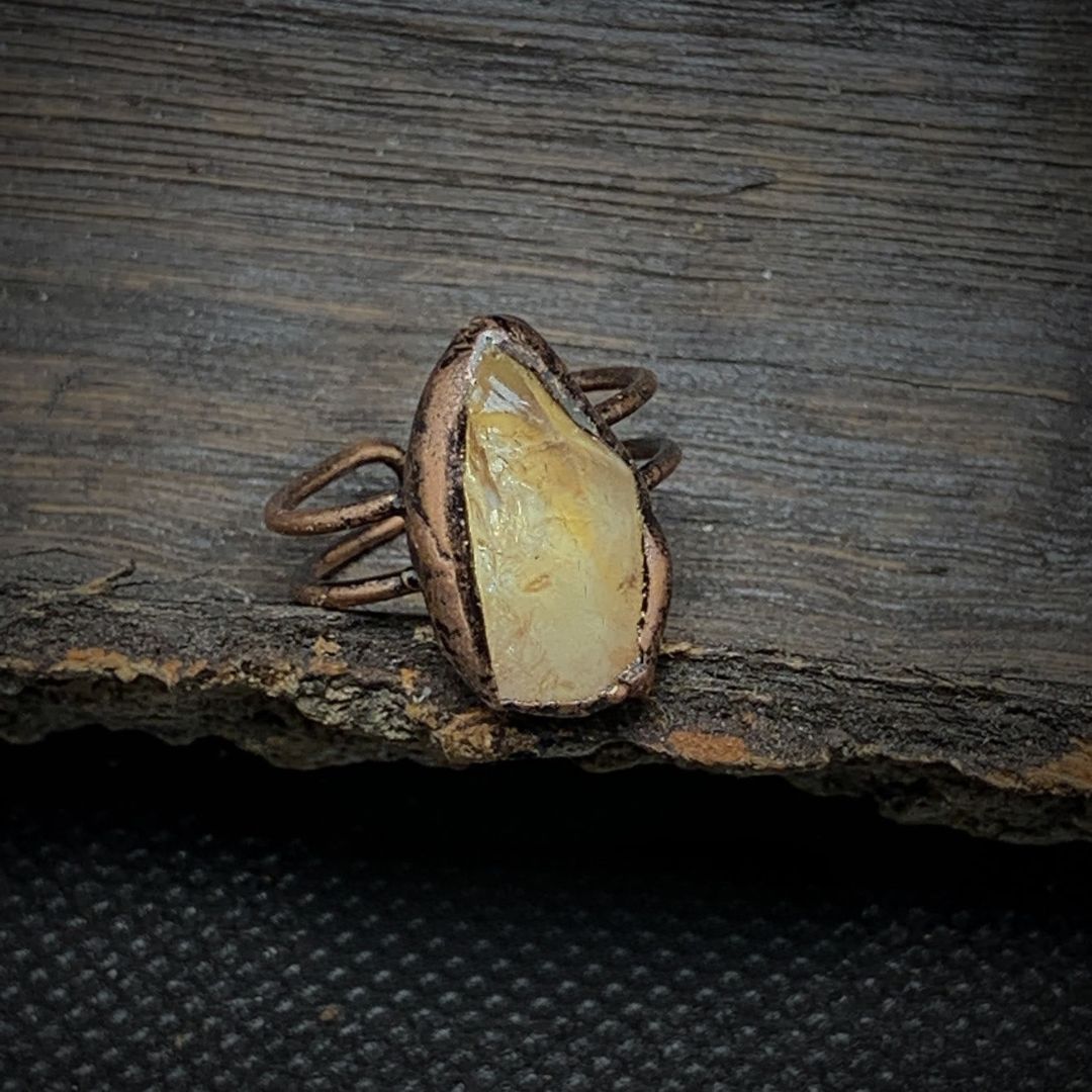 Natural Raw Birthstone Ring - Selina-November & Citrine-The Livary