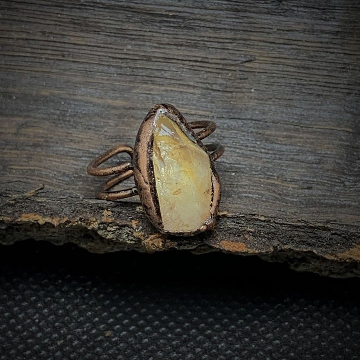 Natural Raw Birthstone Ring - Selina-November & Citrine-The Livary