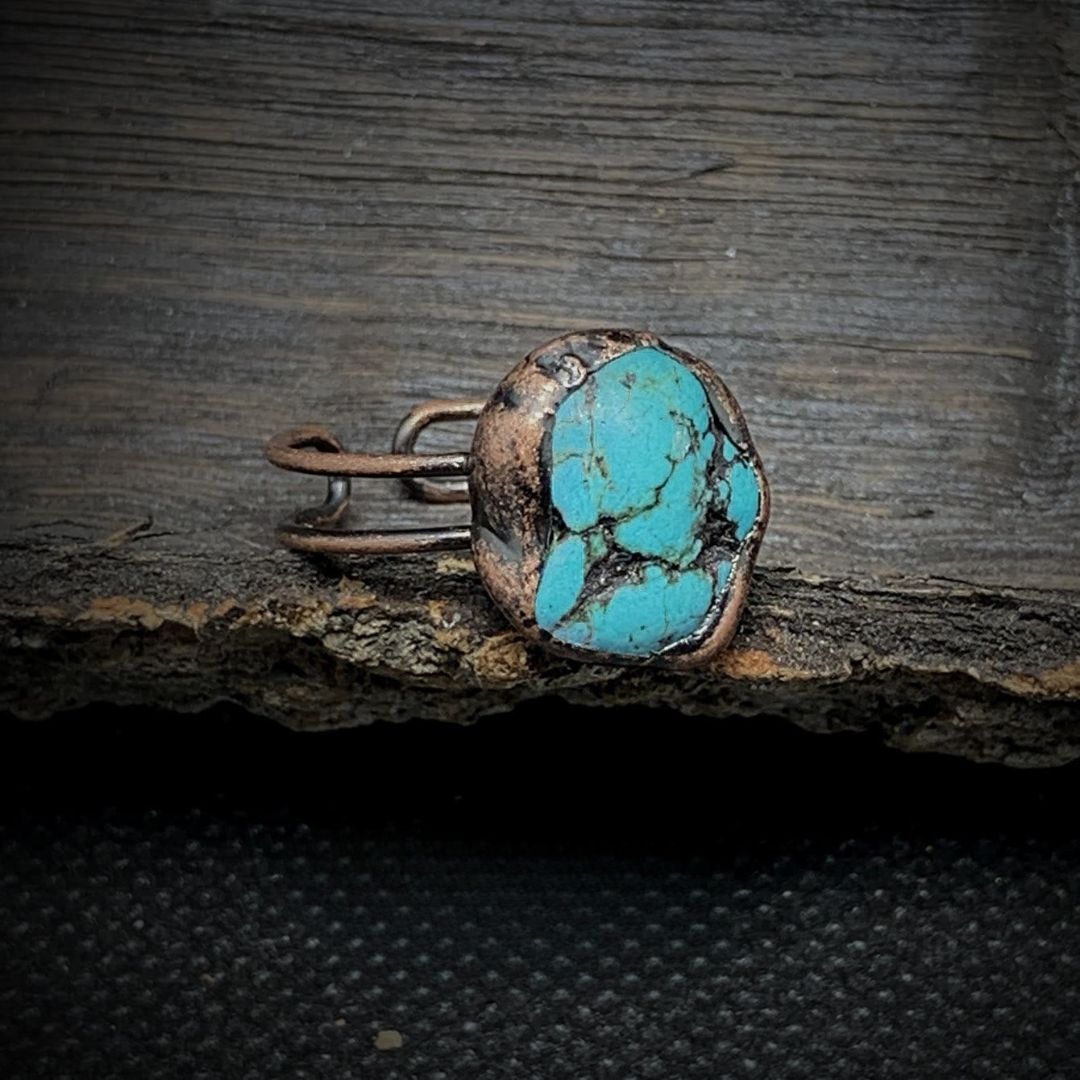 Natural Raw Birthstone Ring - Selina-December & Turquoise-The Livary