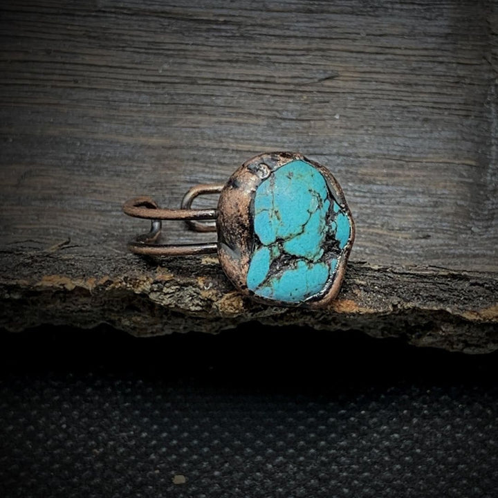 Natural Raw Birthstone Ring - Selina-December & Turquoise-The Livary