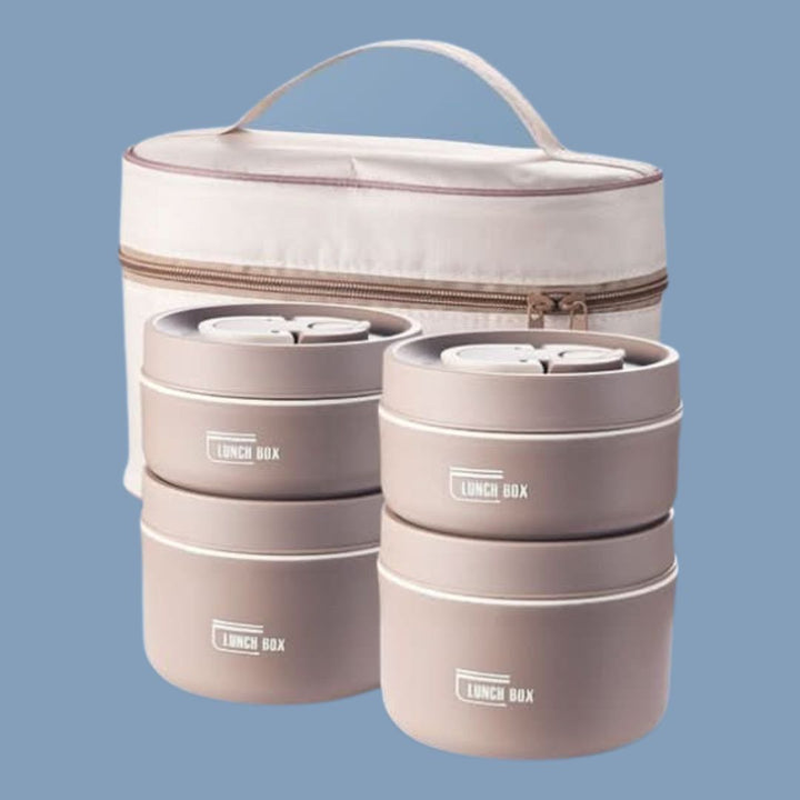 Portable Insulated Meal Container Set - LunchMate-Brown-4-Dozen + Bag + FREE cutlery set-The Livary