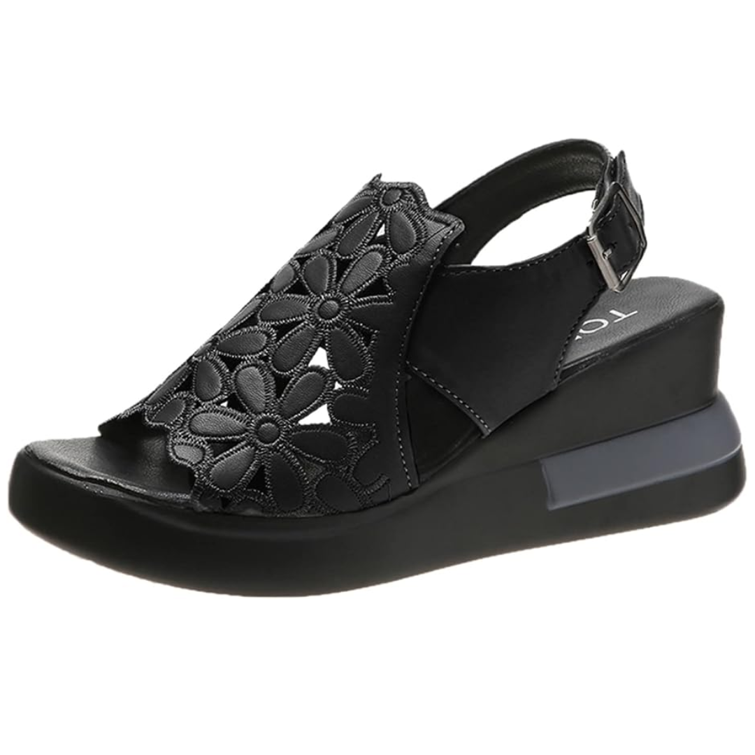 Ladies' Comfort Sandals City Look – Sissy-Black-3-The Livary