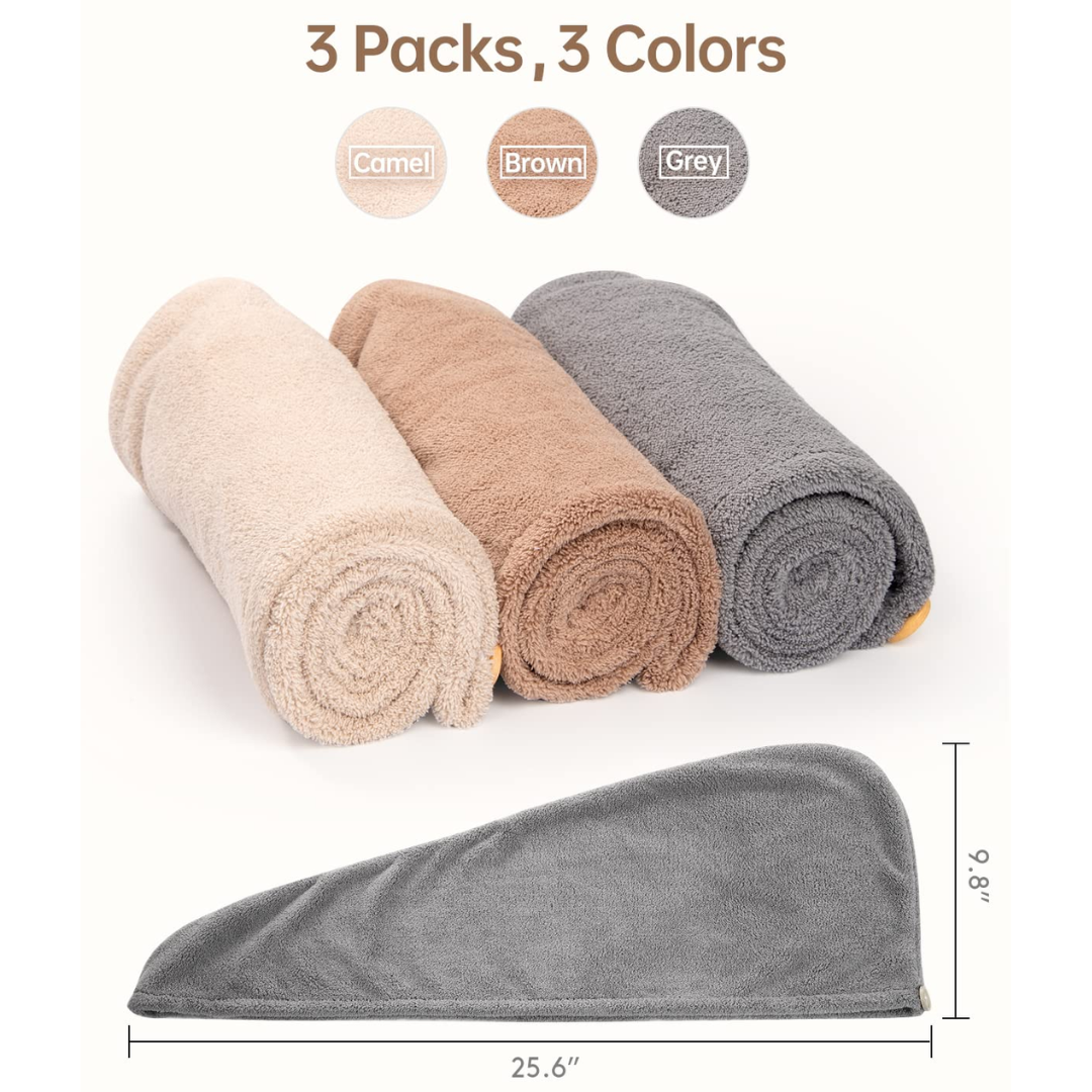 Microfiber Hair Towel Wrap – 3 Pack-Set 1-The Livary