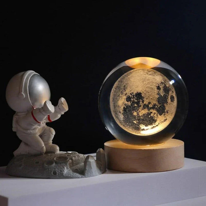 3D Engraved Crystal Sphere - Celestia-Moon-The Livary