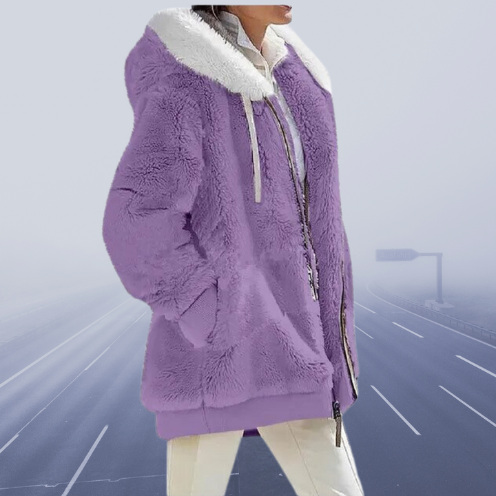 Casual Fleece Vest with Hood - Elena-S-Purple-The Livary