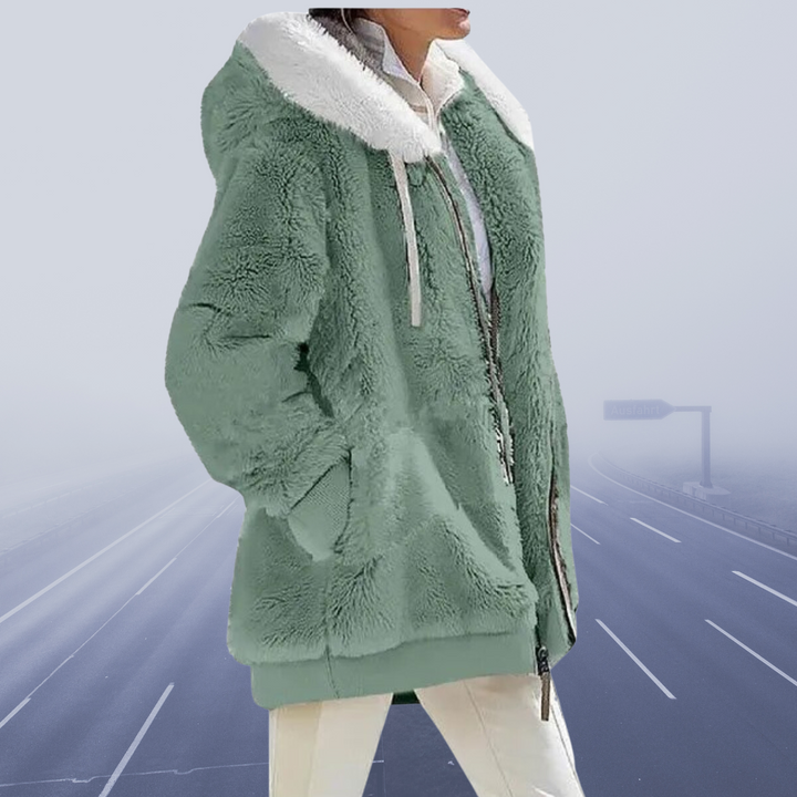Casual Fleece Vest with Hood - Elena-S-Green-The Livary
