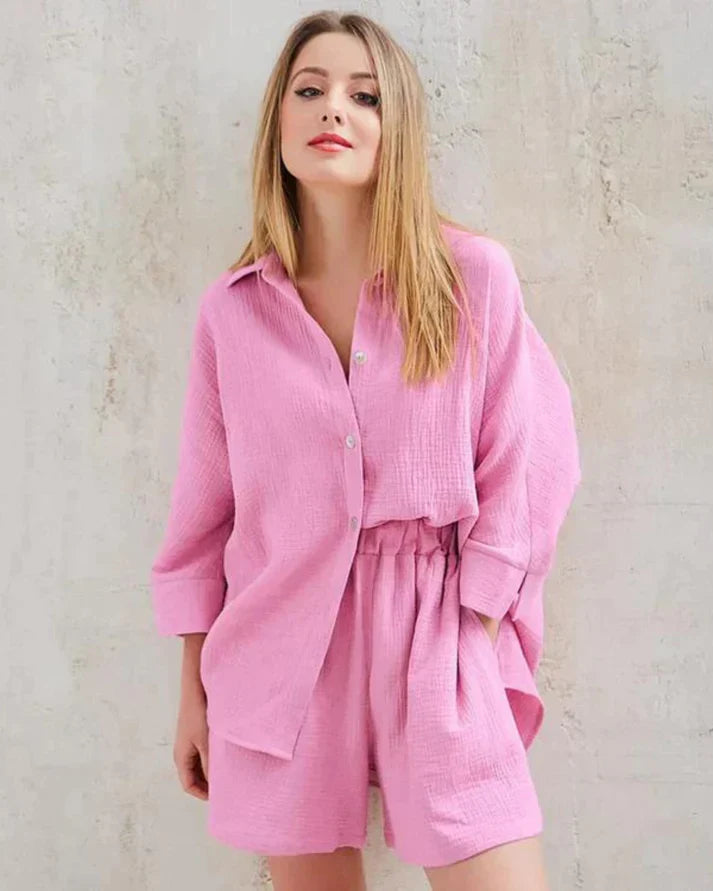 Two-piece summer combo with structure for women – Tabea-Pink-S-The Livary