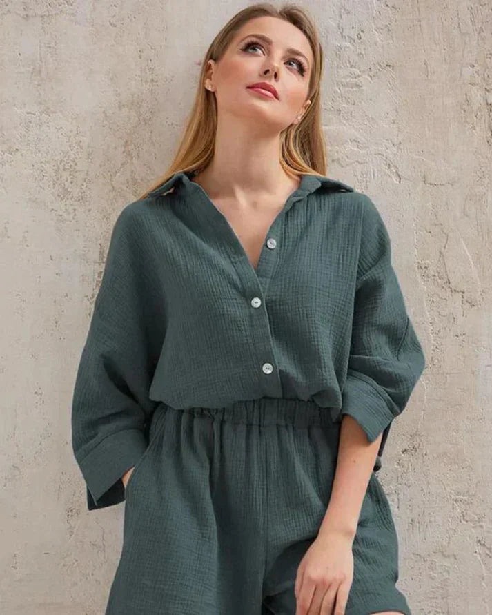 Two-piece summer combo with structure for women – Tabea-Green-S-The Livary