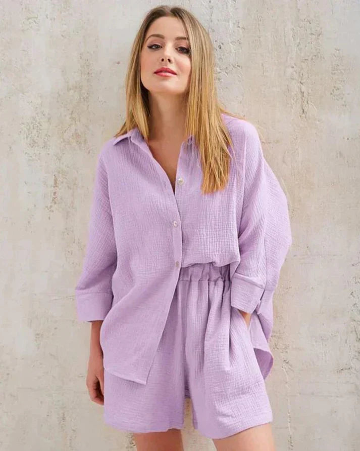 Two-piece summer combo with structure for women – Tabea-Purple-S-The Livary