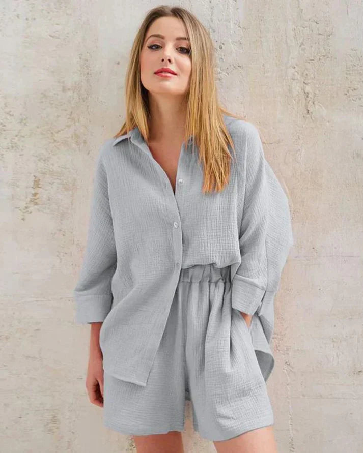 Two-piece summer combo with structure for women – Tabea-Grey-S-The Livary