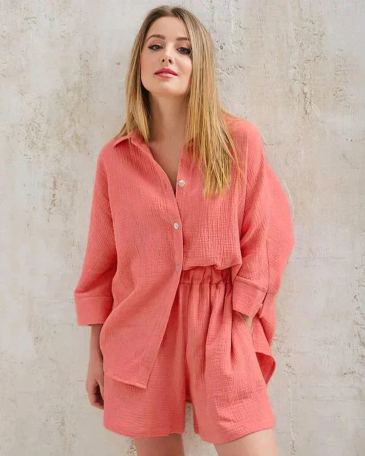 Two-piece summer combo with structure for women – Tabea-Orange-S-The Livary