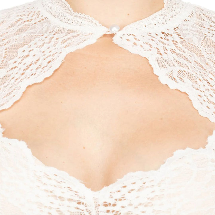 Trendy dirndl blouse with lace & heart neckline for women – Alina-White-S-The Livary