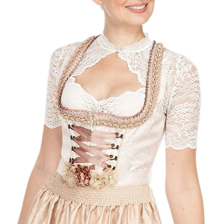 Trendy dirndl blouse with lace & heart neckline for women – Alina-White-S-The Livary
