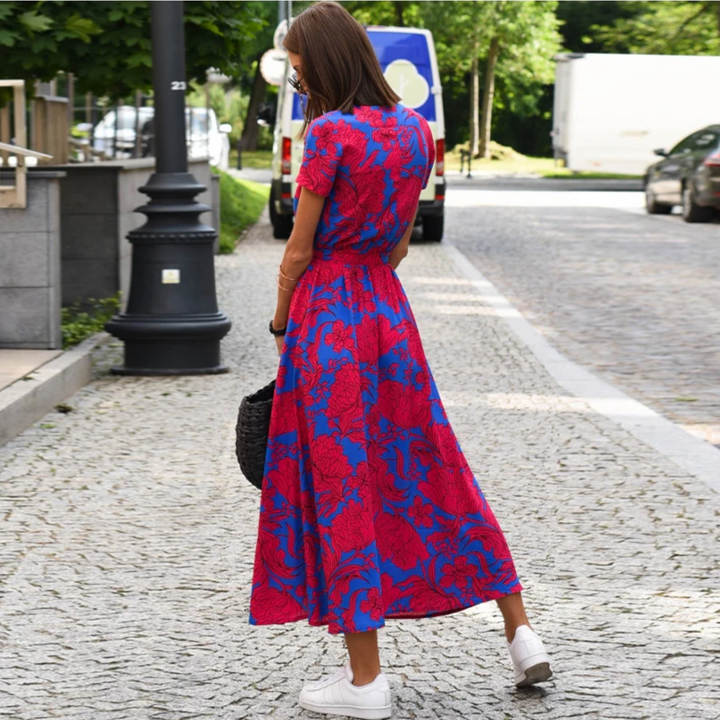 Light Summer Dress - Avery-red-blue-S-The Livary