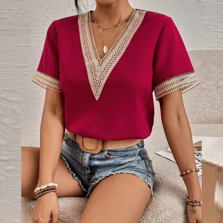 Luxury Women's T-Shirt - Tanja-claret-S-The Livary
